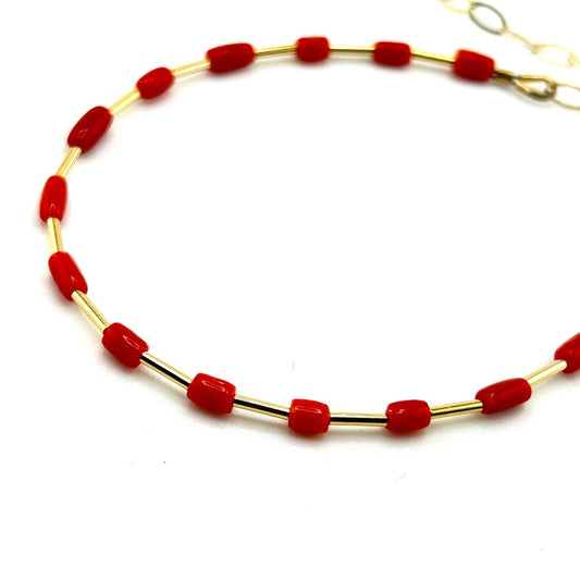 Red Coral Bracelet 14K Gold-Filled - by Sarita Kamat|4142