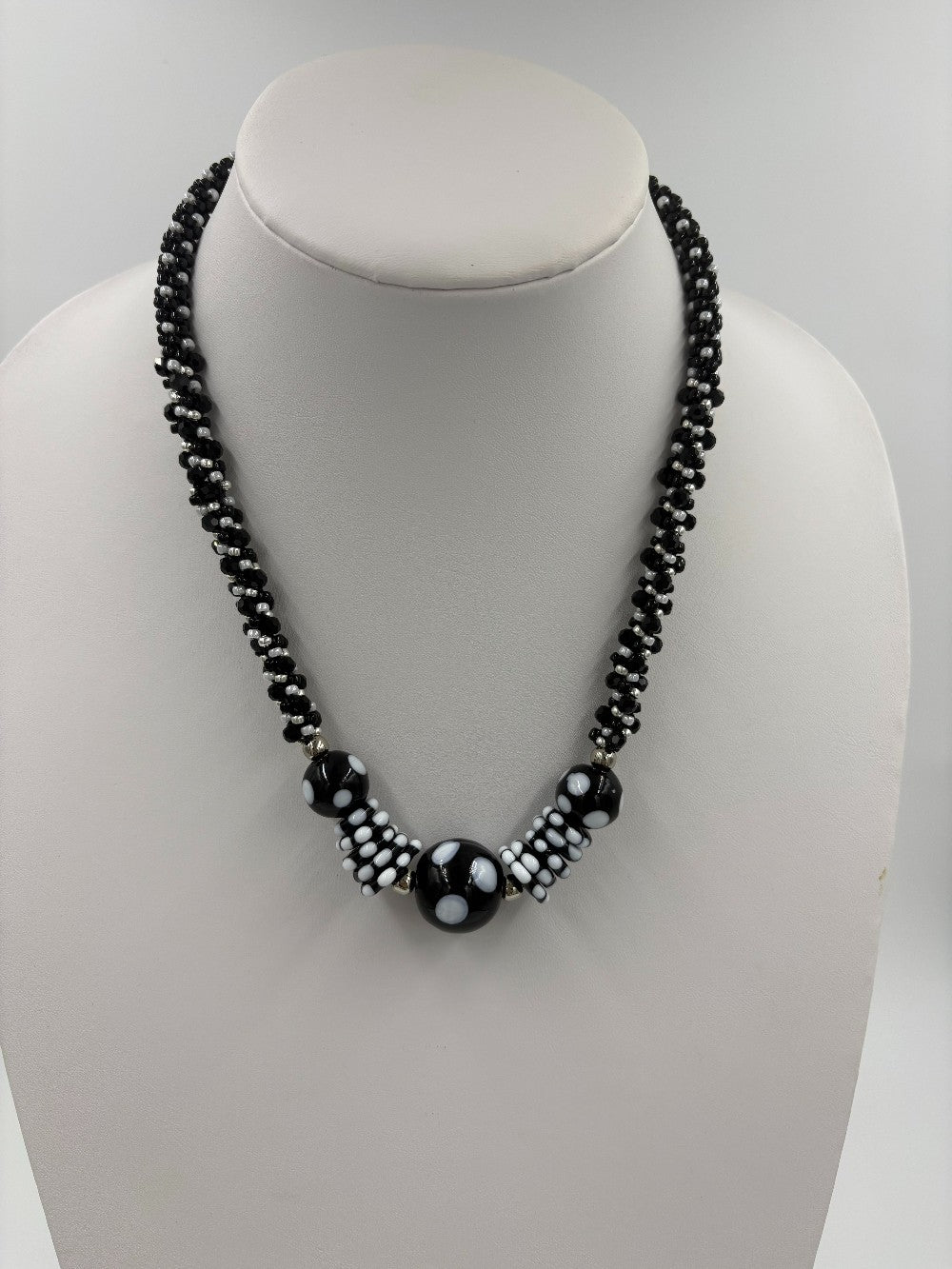 Black & White Polka Dot Necklace by Terry Nugent|3506