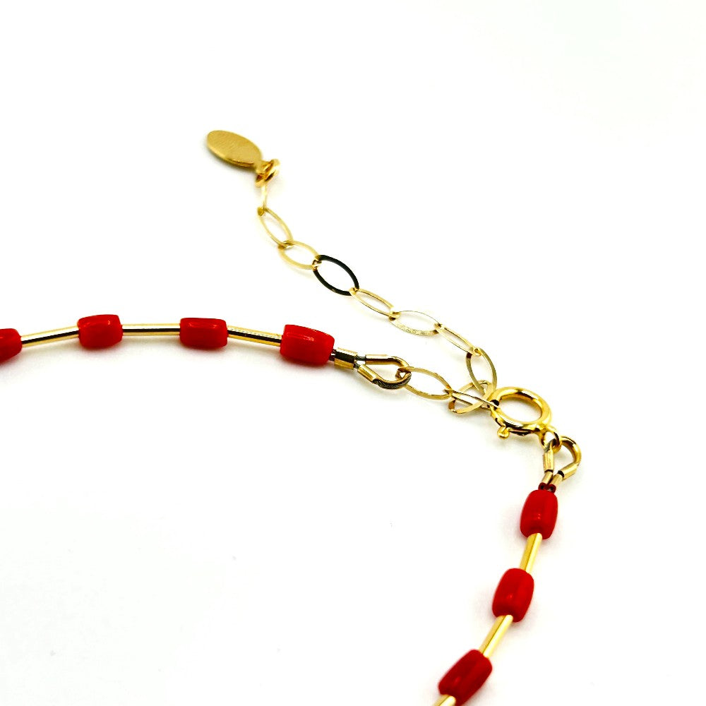Red Coral Bracelet 14K Gold-Filled - by Sarita Kamat|4144