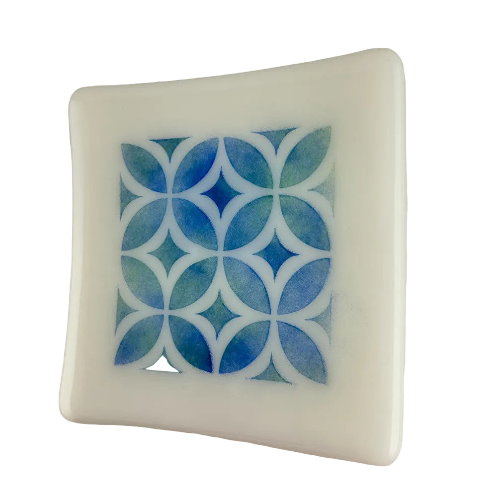 White - B/G MCM Pattern Dish - by Janet Van DeCarr|4018