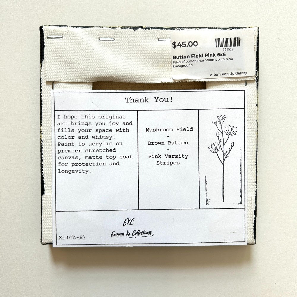 Button Field Pink 6x6 - by Emma Campbell|3910