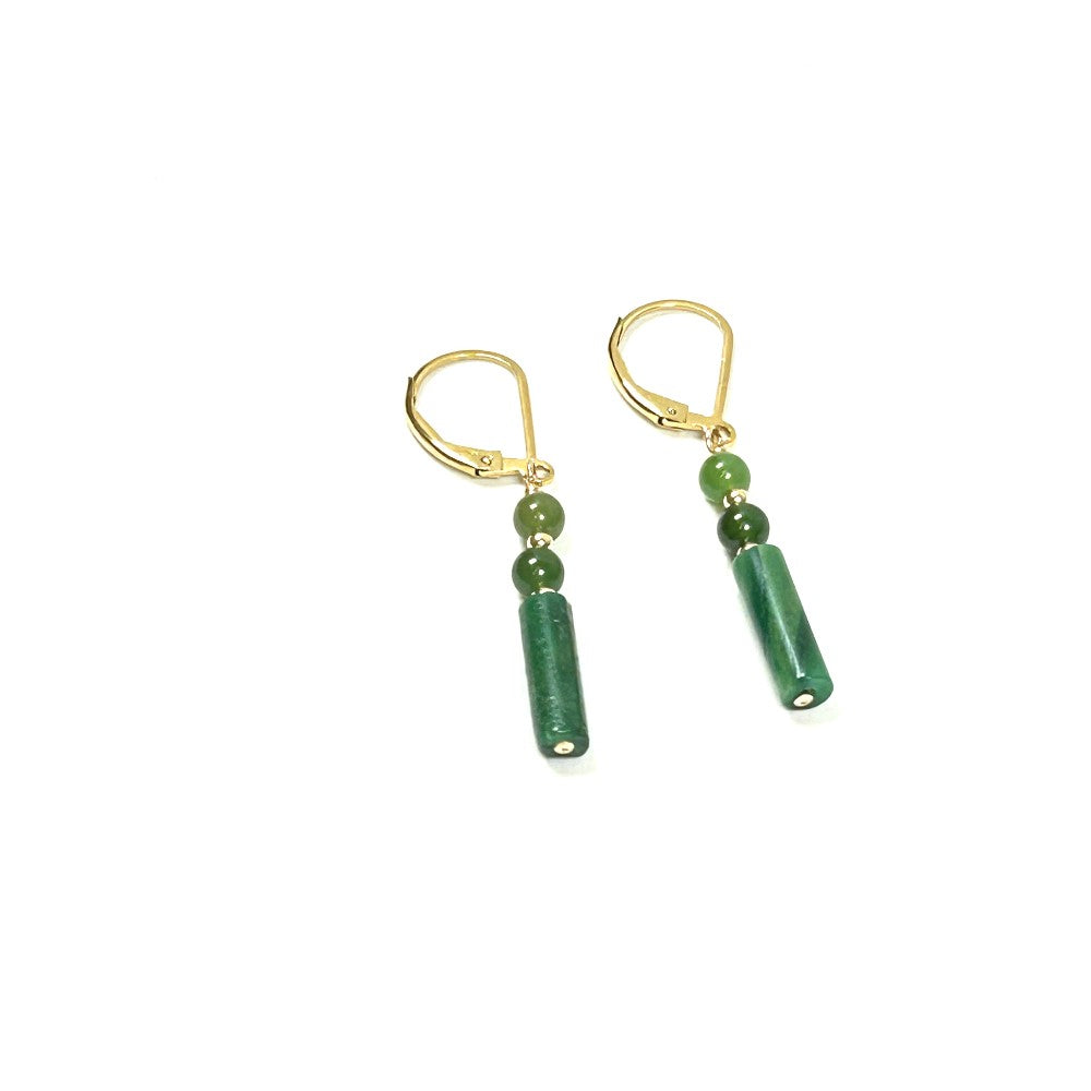 Green Jade Earrings, 14k goldfilled - by Sarita Kamat|4517