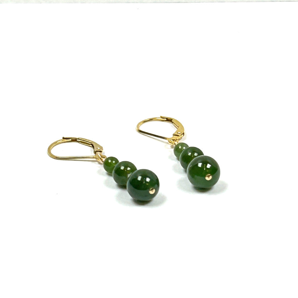 Genuine Russian Jade & 14k Gold-Filled Graduated Drop Earrings - by Sarita Kamat Designs|5709