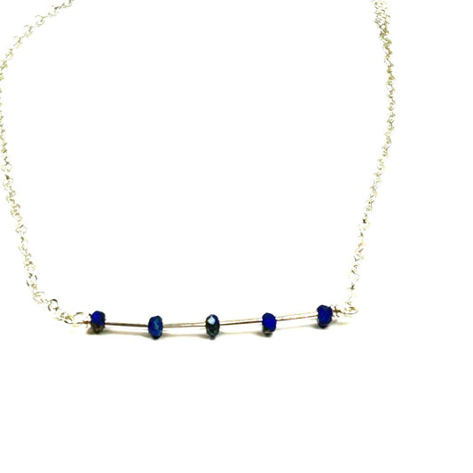 Lapis Lazuli Bar Necklace, Sterling Silver - by Sarita Kamat Designs|5376