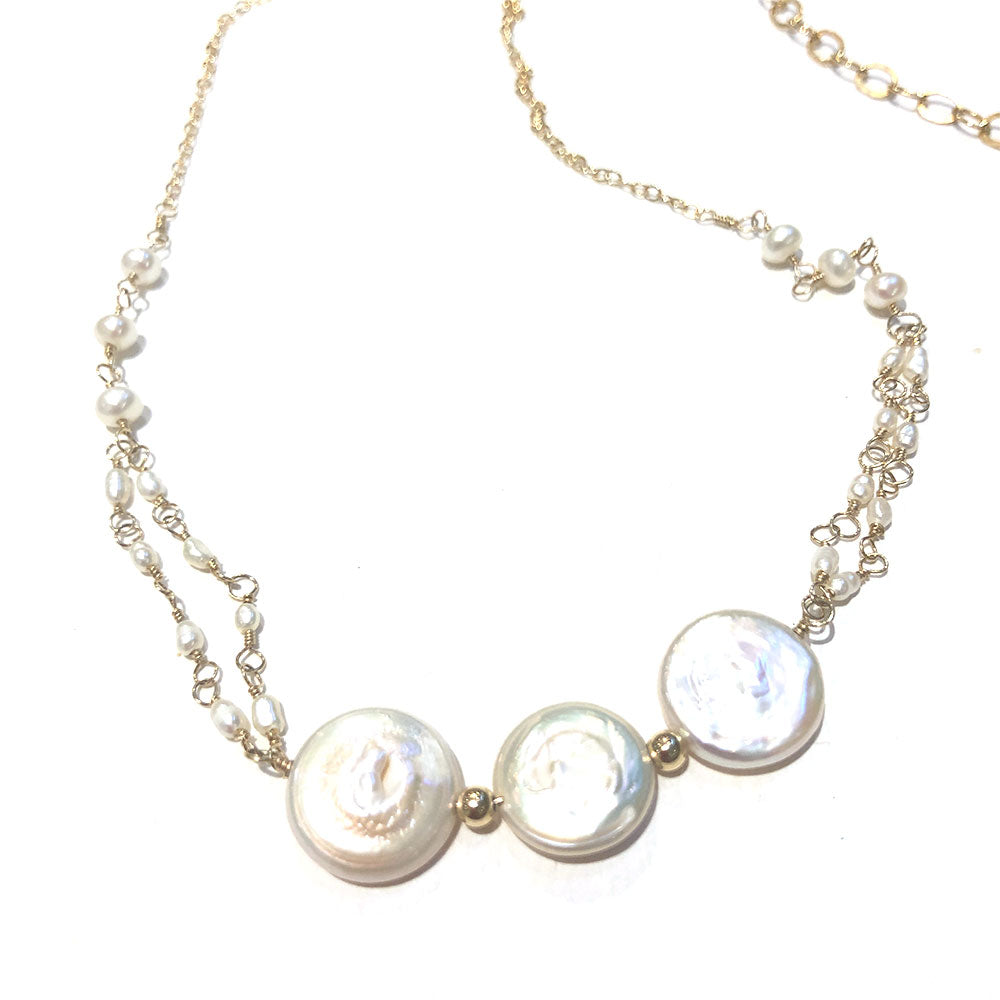 Coin pearl necklace made by Sarita Kamat