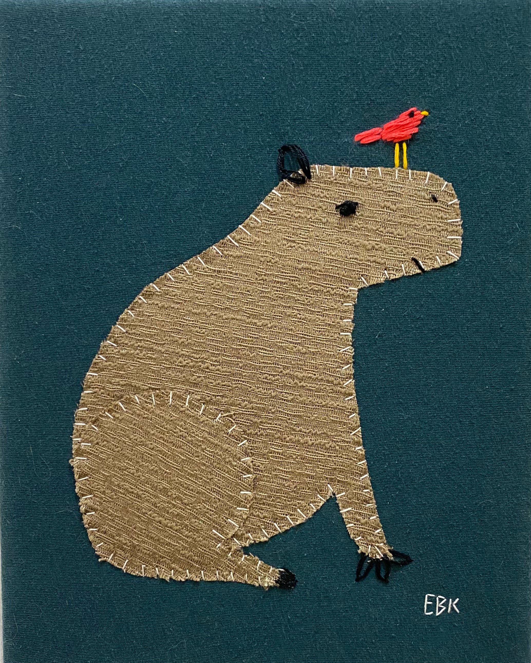 Wombat embroidered artwork by Erin Kennealy