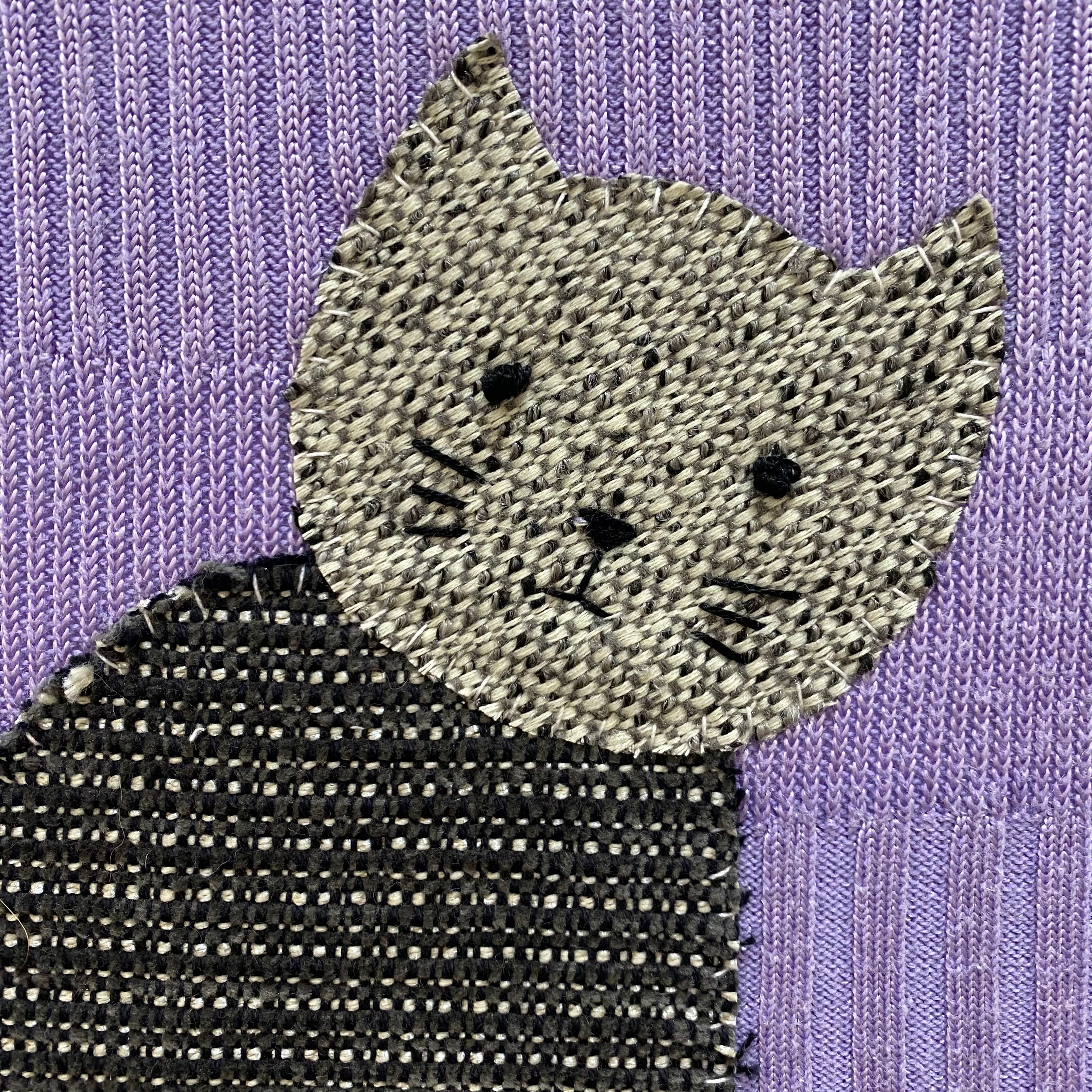 Cat embroidered artwork by Erin Kennealy