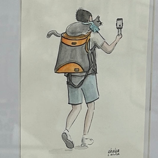 Cat on Shoulder - by Ahalya Mandana