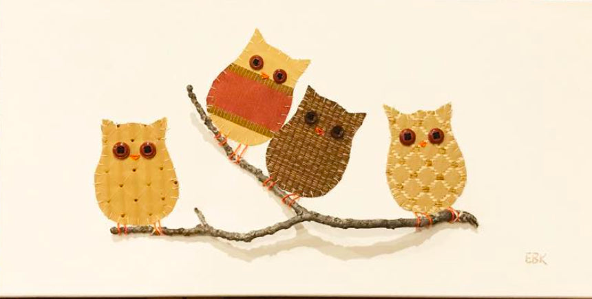 Embroidered owls by Erin Kennealy