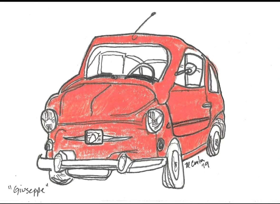 Drawing of red car by Matt Conlon