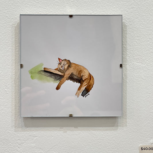 Sleeping Cat - Watercolor - By Salil Kamat