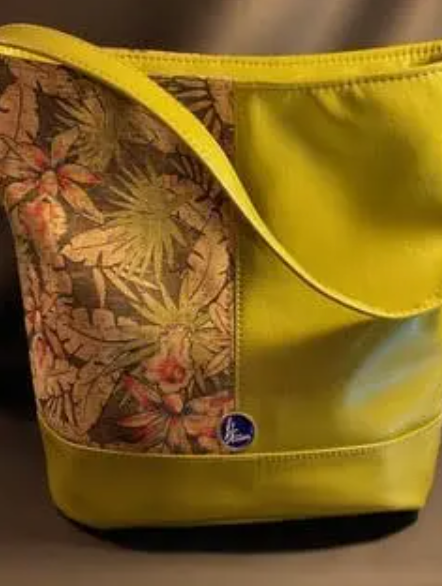 Yellow and floral handbag made by Ila Allen of Allen Designs
