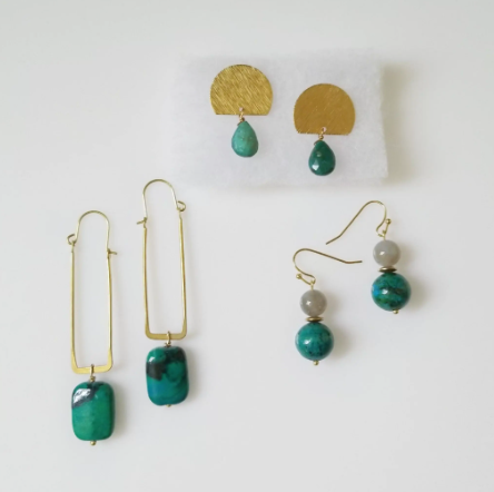 Turquoise and gold earrings from Sara Sela Jewelry