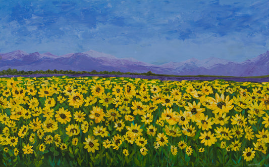 The Sunflowers Field - Acrylic Painting by Sarita Kamat 11x14" PRINT