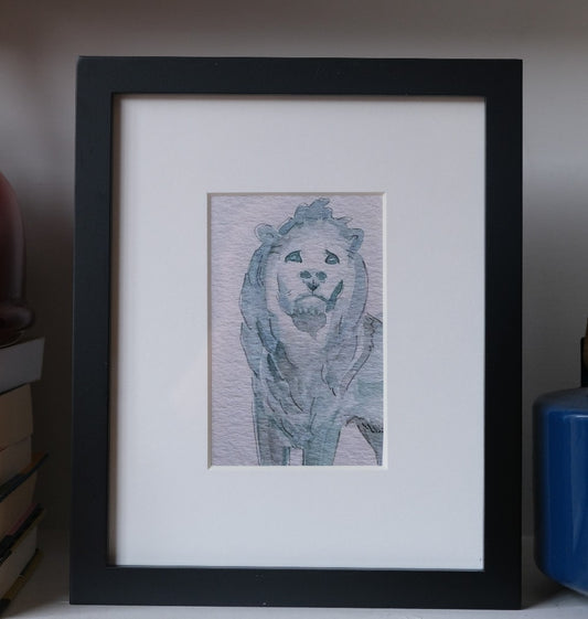 Chicago Lion Statue Print (Framed) - by Ahalya Mandana|5347