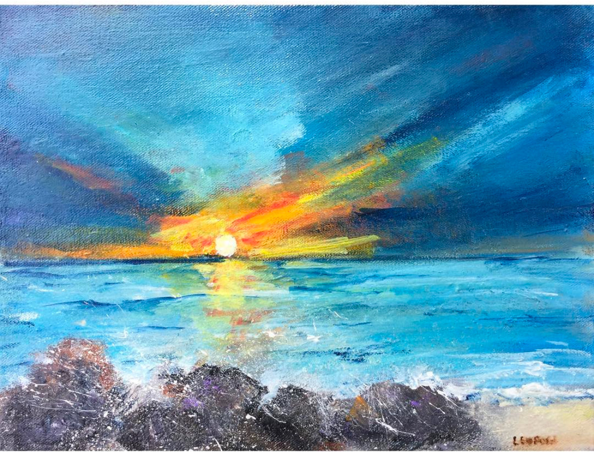 Painting of sunset by Bob Leopold