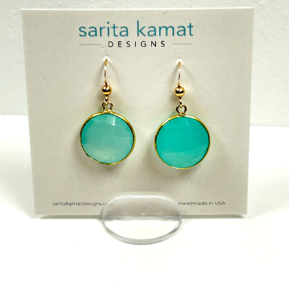 Sea Green Chalcedony Earrings 14k Gold Filled - by Sarita Kamat Designs|5270