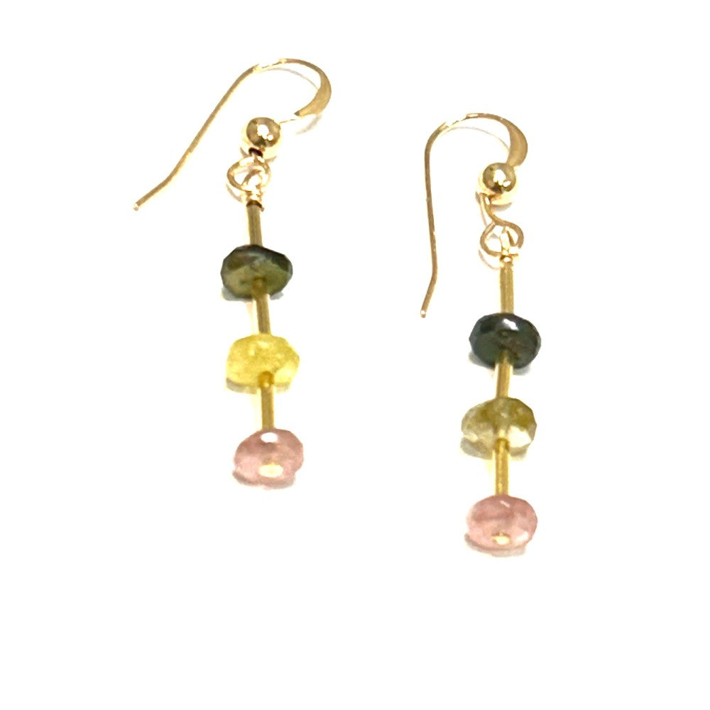 Multicolor Tourmaline 14kgf Earrings - by Sarita Kamat|3816