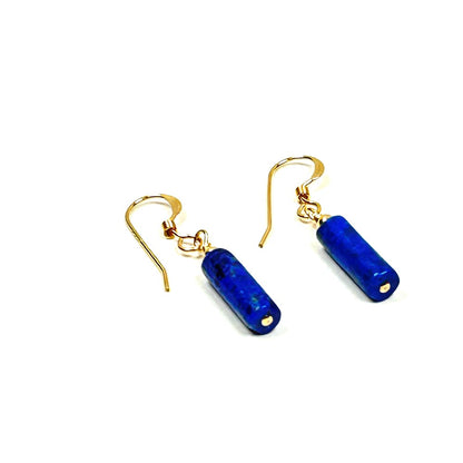 Lapis Lazuli Cylinder Earrings in 14k Gold-filled - by Sarita Kamat Designs|5522