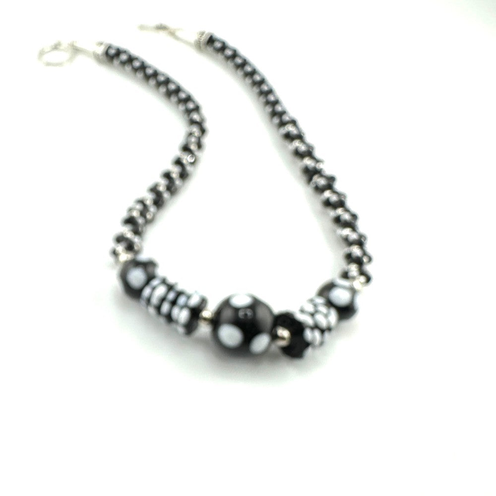 Black & White Polka Dot Necklace by Terry Nugent|3515
