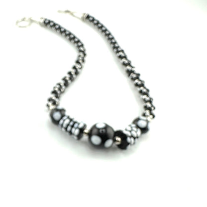 Black & White Polka Dot Necklace by Terry Nugent|3515