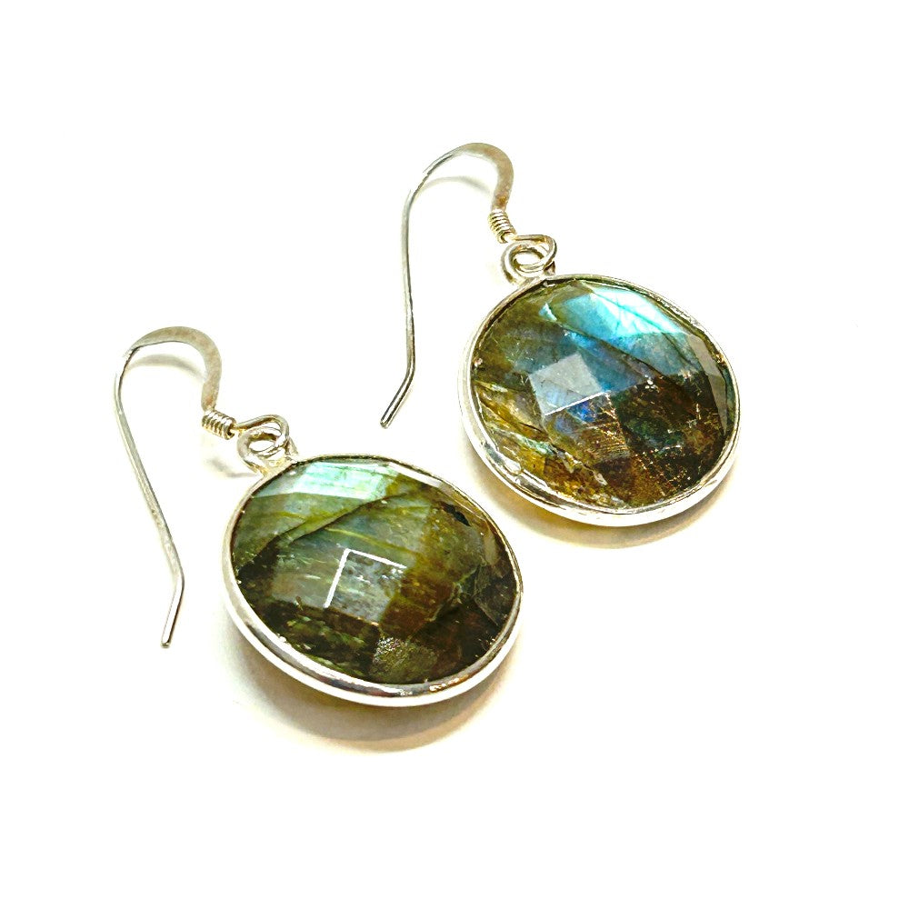 Labradorite Round Earrings SS - by Sarita Kamat|3848
