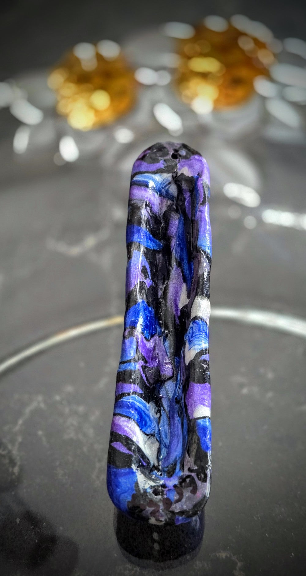 Purple and Black Mezuzah with Amethyst - by Rachael Gross|4841