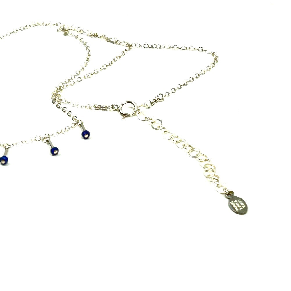 Lapis Lazuli Dangle Necklace in Sterling Silver - by Sarita Kamat Designs|5527