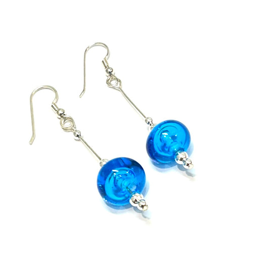 Aqua hollow earrings by Terry Nugent|3731
