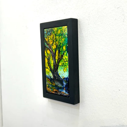 The Beauty of Trees #63, Alcohol Ink on 3x6" Tile , Framed|4720