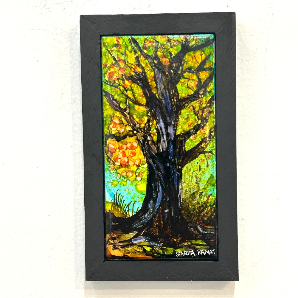 The Enchanted Forest #43 Original Alcohol Ink Forest Painting by Sarita Kamat|5081