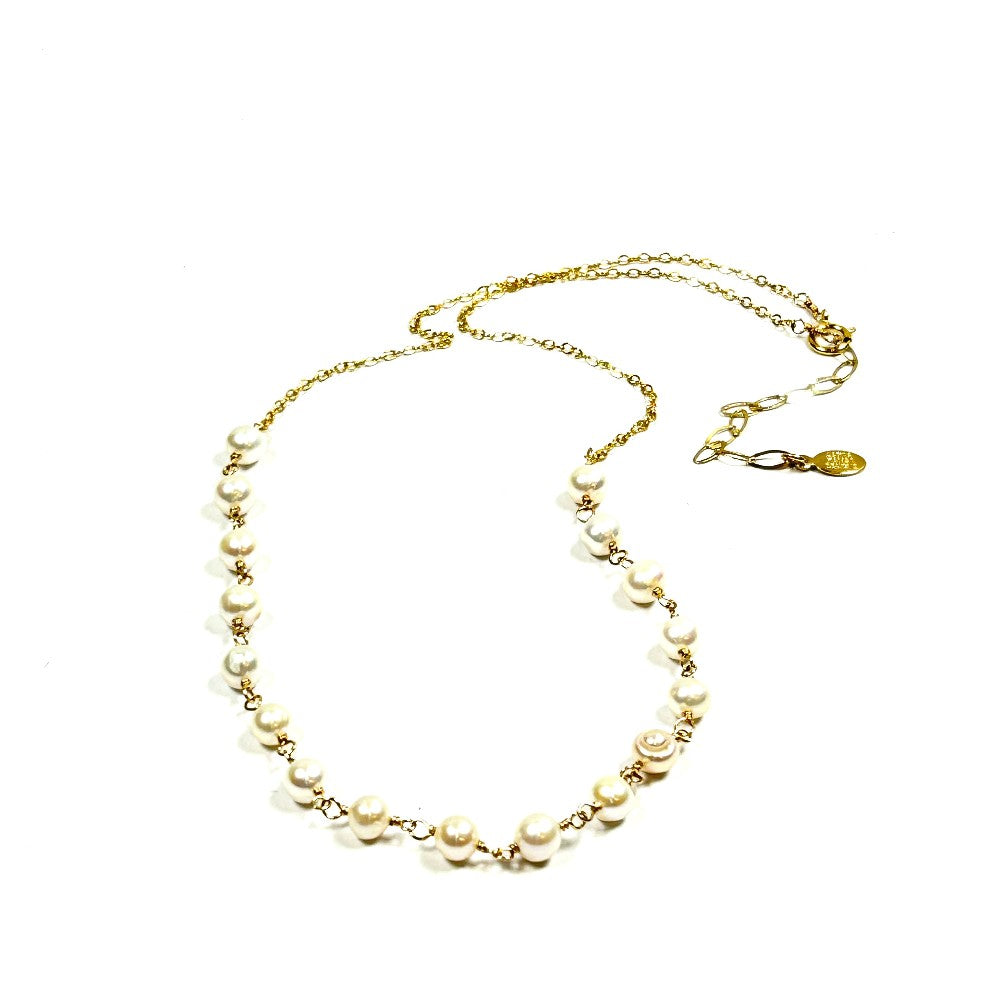 Freshwater Pearl and 14k Gold-Filled Necklace - by Sarita Kamat Designs|4879