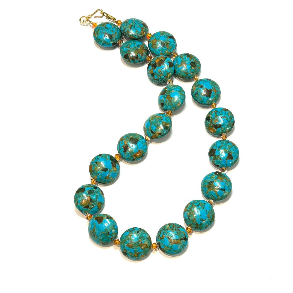 Magnesite Necklace with Crystal accents 14k gold filled - by Sarita Kamat|3810