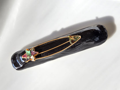 Black Mezuzah with Abalone Star of David by Rachael Gross|4868