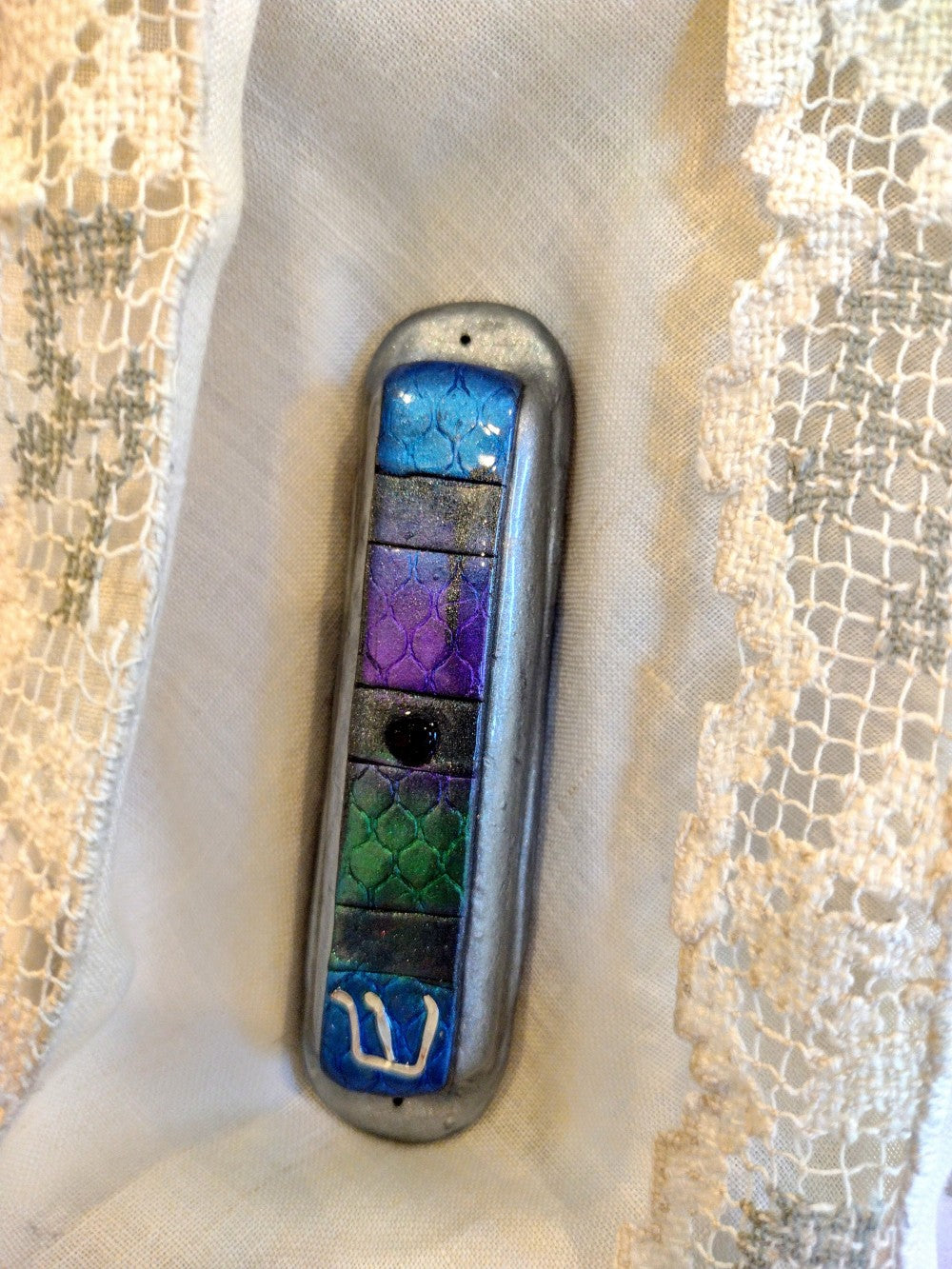 Bargello patterned Mezuzah - by Rachael Gross|4833