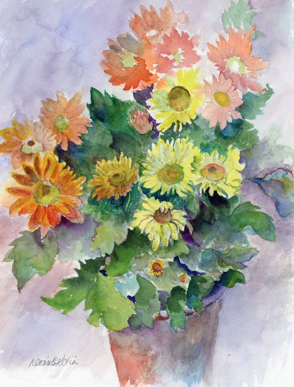 Many Mums  - Original watercolor painting - by Diane Kotin|3154