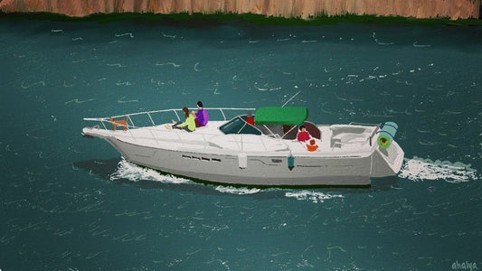Boat on the Chicago River Print (Framed) - by Ahalya Mandana|5340