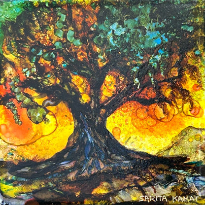 'The Soul of The Tree  - original Alcohol Ink Painting by Sarita Kamat Designs|4595
