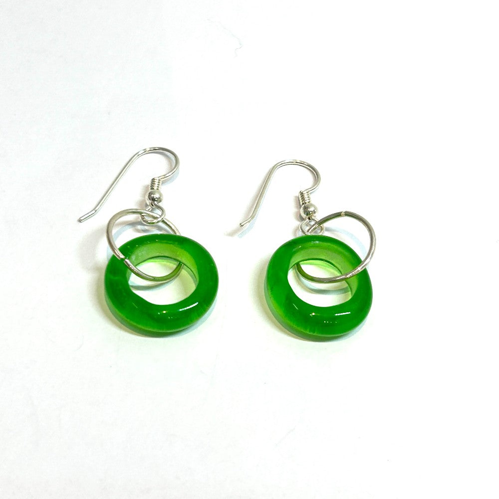 Green Large Hole Bead Earrings, sterling silver S by Terry Nugent|3712