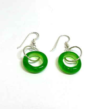 Green Large Hole Bead Earrings, sterling silver S by Terry Nugent|3712