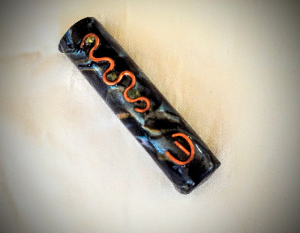 Cylindrical Mezuzah with Peridot - by Rachael Gross|4873