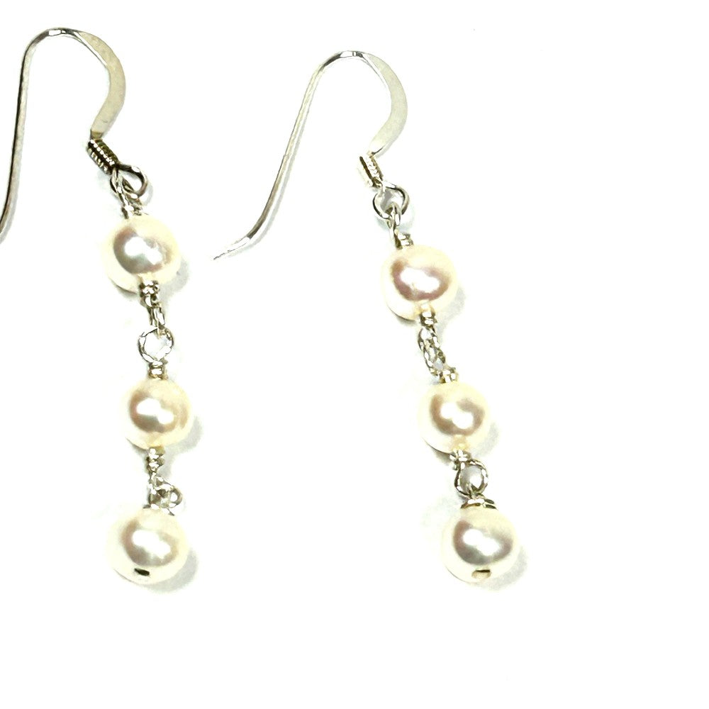 Freshwater Pearl and Sterling Silver Cascade Earrings - by Sarita Kamat Designs|4891