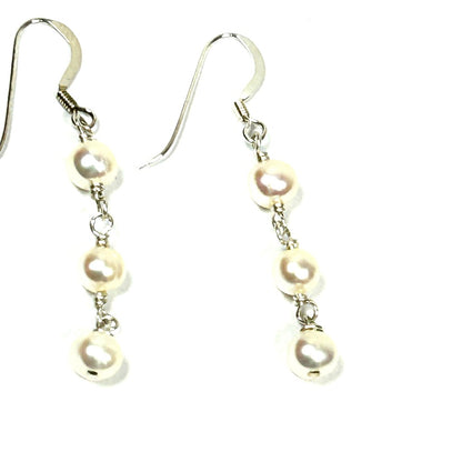 Freshwater Pearl and Sterling Silver Cascade Earrings - by Sarita Kamat Designs|4891