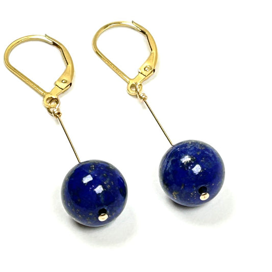 Lapis Lazuli Bar Earrings , 14k gold filled - by Sarita Kamat Designs|5477