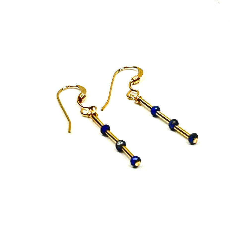 Lapis Lazuli Bar Earrings 14k gold filled  - by Sarita Kamat Designs|5382