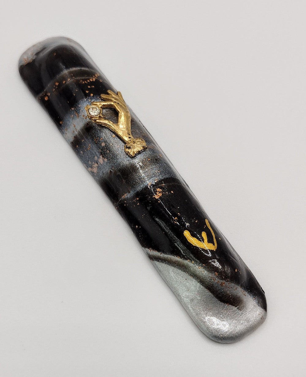 Black, Silver and Gold Mezuzah - by Rachael Gross|4842