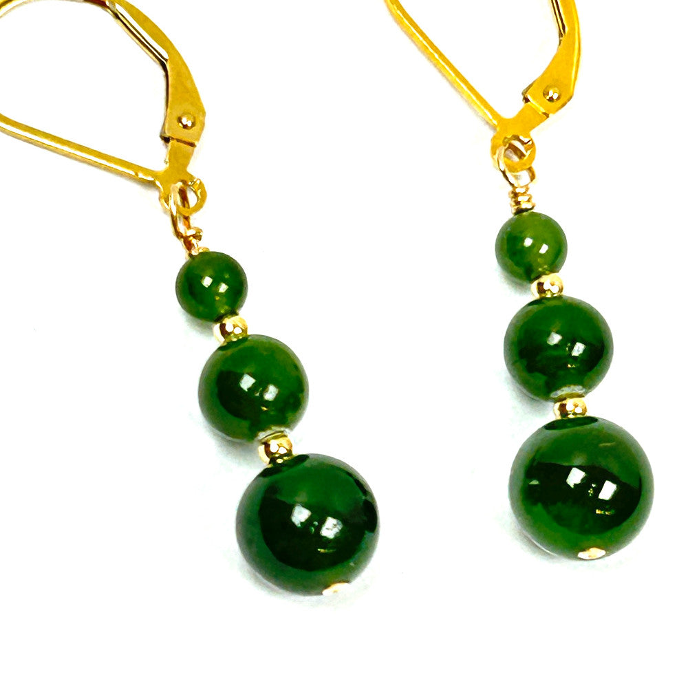 Genuine Russian Jade & 14k Gold-Filled Graduated Drop Earrings - by Sarita Kamat Designs|5708
