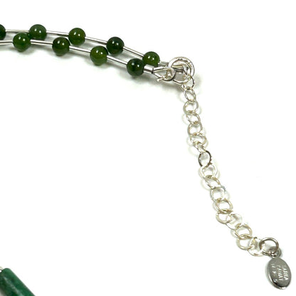 Jade Tube and Round Bead Sterling Silver Necklace - by Sarita Kamat Designs|4621