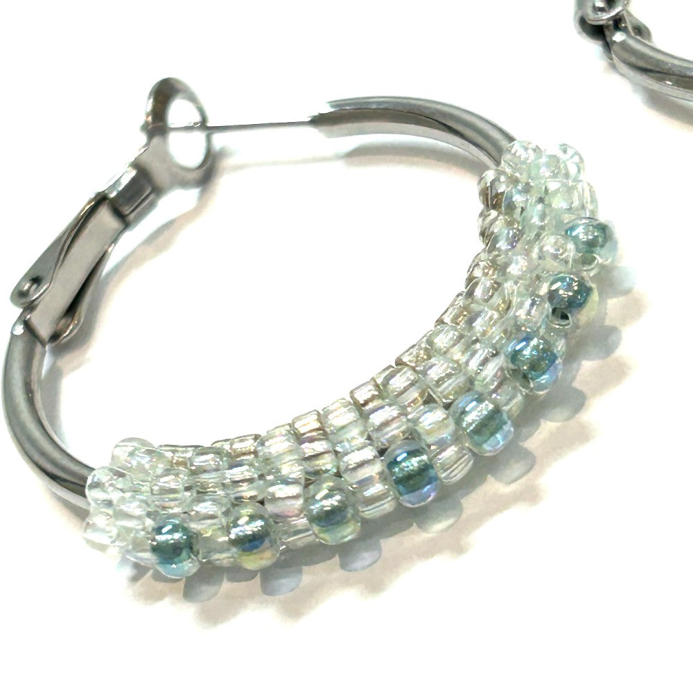 EARRINGS ICE BLUE PT TUBE HOOPS - by Shelby Koester|3789