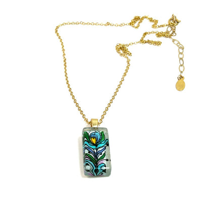 Peacock Feather Pendant Necklace 14k Gold filled - by Sarita Kamat Designs|4937